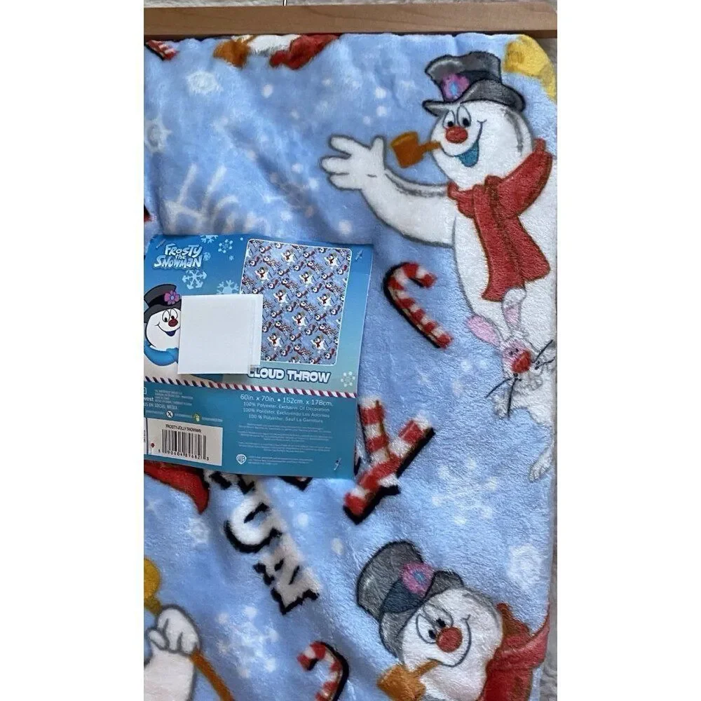 Christmas Frosty‎ The Snowman Jolly Fun Cloud Throw Blanket 60 X 70” Candy Cane